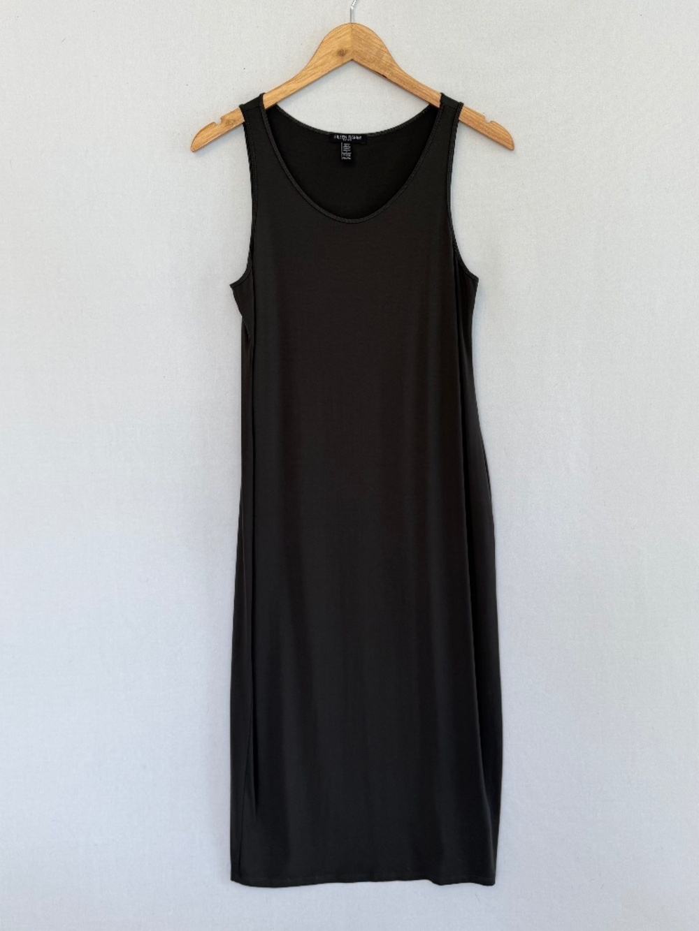 EILEEN FISHER Petite Medium Dark Brown Taupe Scoop Neck Midi Tank Dress